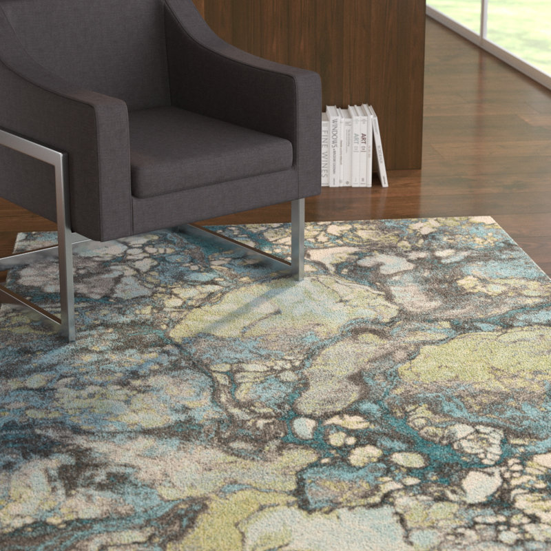 Latitude Run Chastain Abstract Aqua/Teal Area Rug & Reviews Wayfair